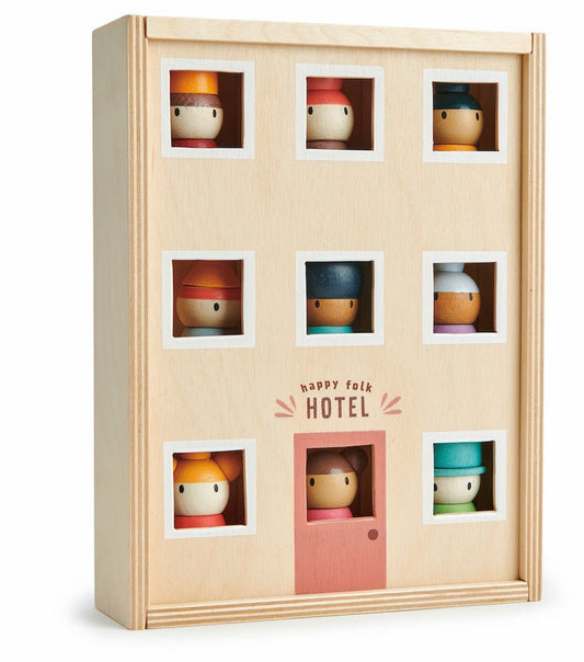 Oamenii din Hotelul Fericit, din lemn premium - Happy Folk Hotel - 9 piese - Tender Leaf Toys - Publisol.ro