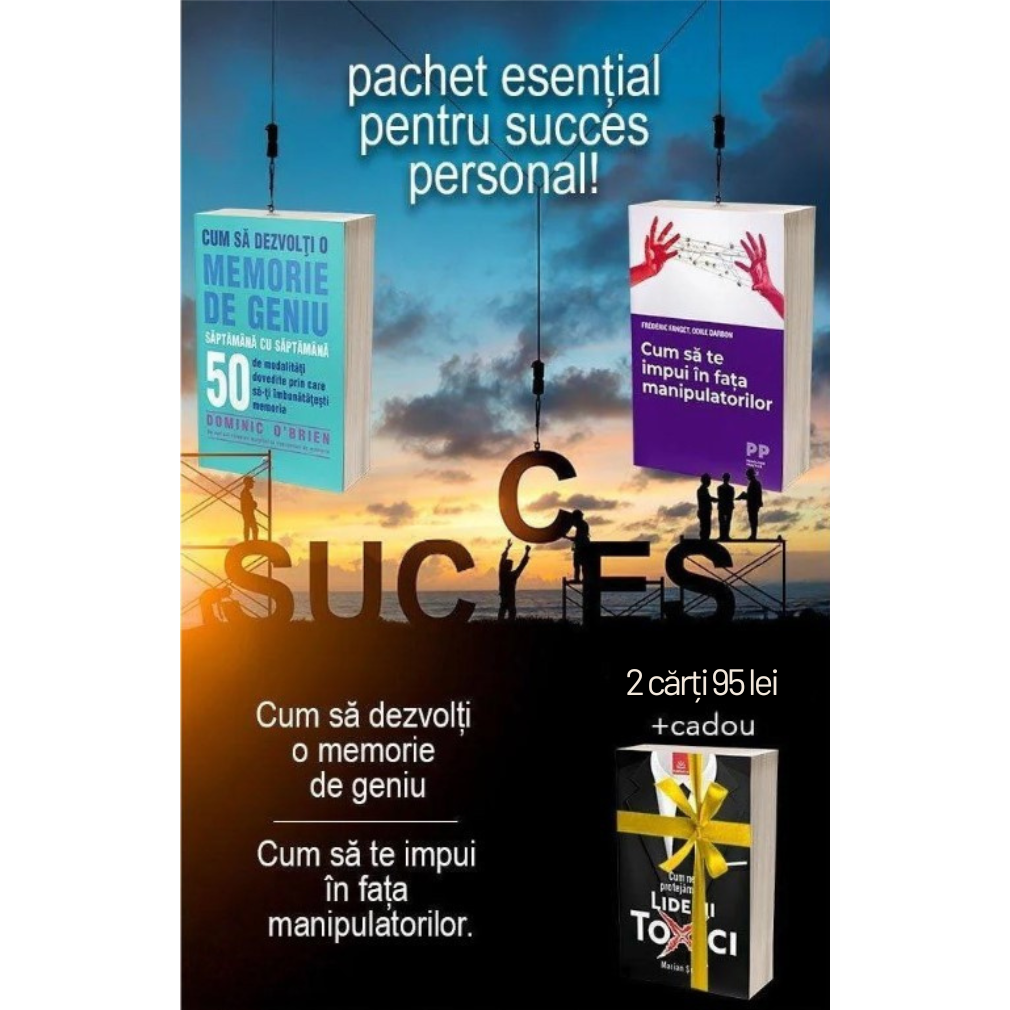 Pachet 3 Carți: Cum să dezvolți o memorie de geniu + Cum să te inpui în fața manipulatorilor + carte cadou - Publisol.ro