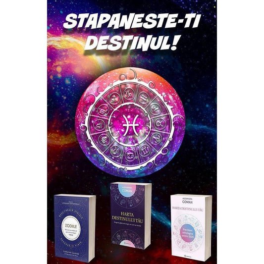 Pachet 3 Carti: Zodiile + Harta destinului tau + Previziuni astrologice pentru 2025 - Publisol.ro