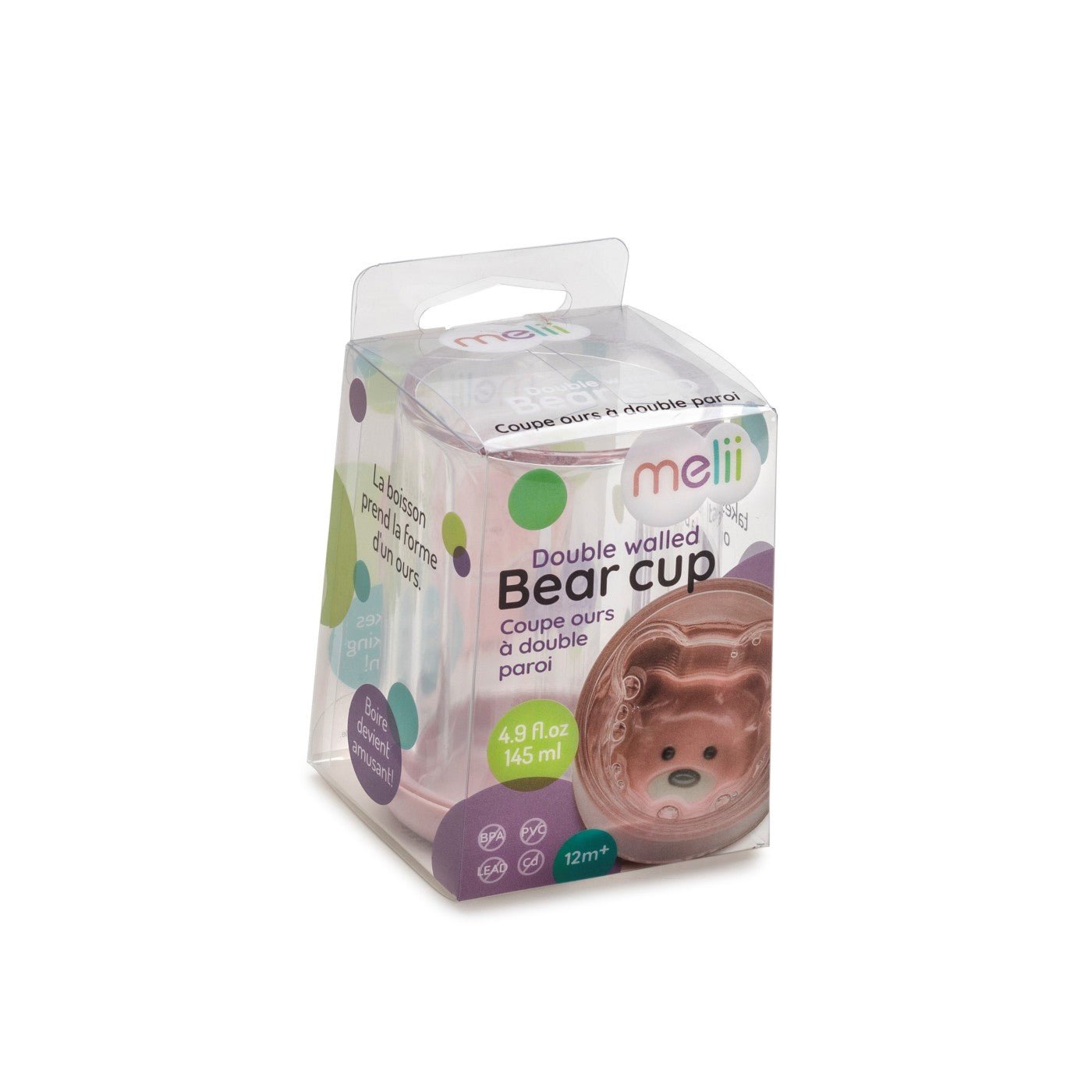 Pahar copii design interior urs, 145 ml, roz, Melii - Publisol.ro