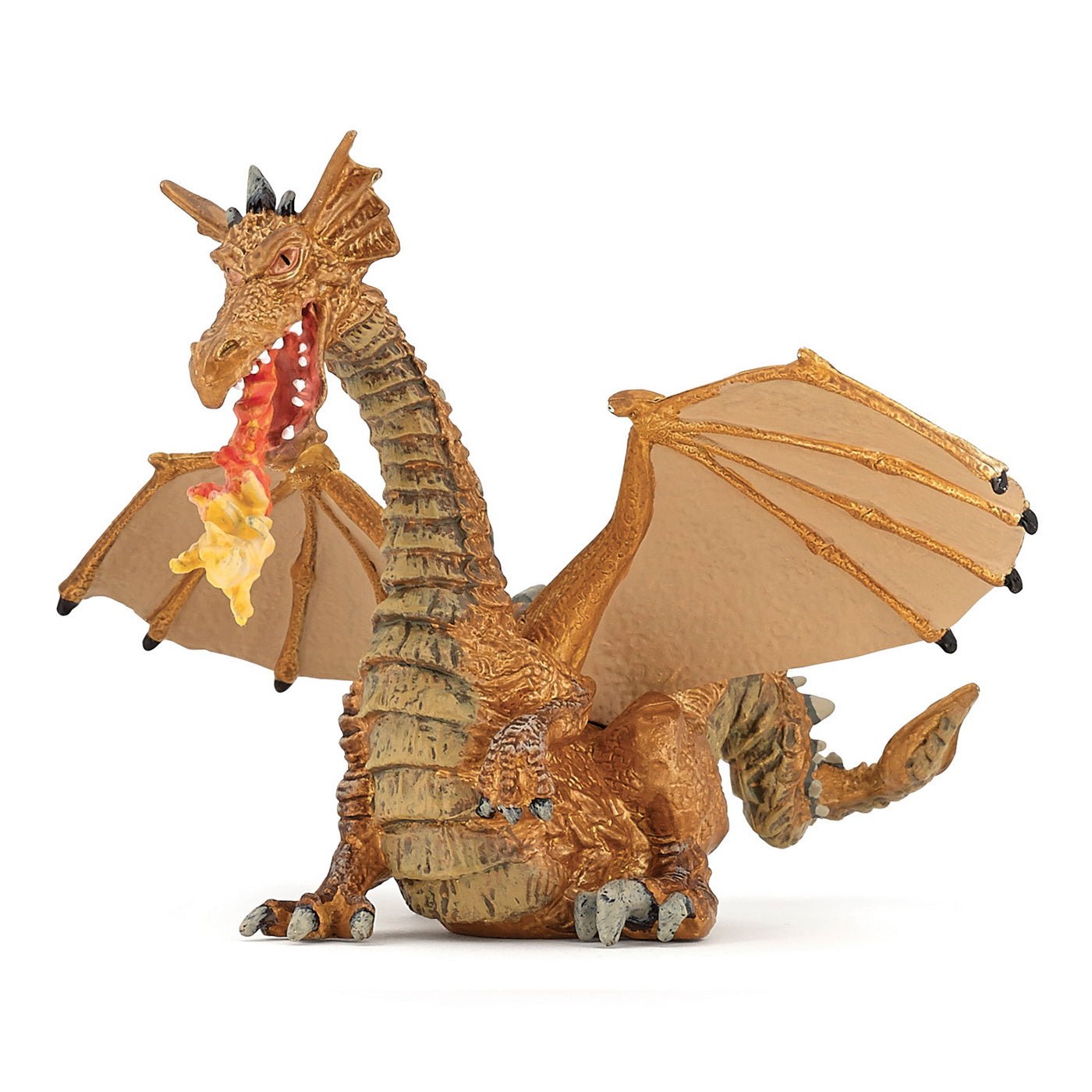 Papo figurina dragon auriu inaripat cu flacara, Papo - Publisol.ro