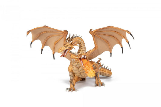 Papo figurina dragon cu doua capete auriu, Papo - Publisol.ro