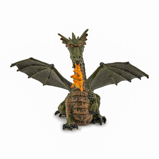 Papo figurina dragon verde inaripat cu flacara, Papo - Publisol.ro