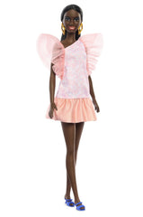 Papusa barbie fashionista afro - americana cu rochie peach, Mattel - Publisol.ro
