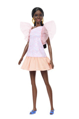 Papusa barbie fashionista afro - americana cu rochie peach, Mattel - Publisol.ro