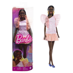 Papusa barbie fashionista afro - americana cu rochie peach, Mattel - Publisol.ro