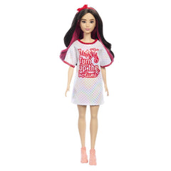 Papusa barbie fashionista bruneta cu rochita sport, Mattel - Publisol.ro
