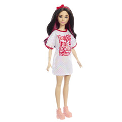 Papusa barbie fashionista bruneta cu rochita sport, Mattel - Publisol.ro