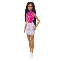 Papusa barbie fashionista bruneta cu top cu stelute, Mattel - Publisol.ro
