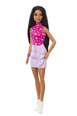 Papusa barbie fashionista bruneta cu top cu stelute, Mattel - Publisol.ro