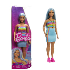 Papusa barbie fashionista cu par albastru platinat si top sport, Mattel - Publisol.ro