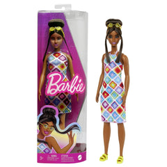 Papusa barbie fashionista satena cu ochelari de soare galbeni, Mattel - Publisol.ro