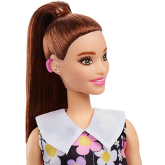 Papusa barbie fashionista satena cu rochie cu imprimeu floral, Mattel - Publisol.ro