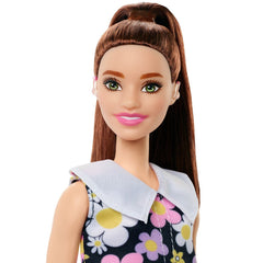 Papusa barbie fashionista satena cu rochie cu imprimeu floral, Mattel - Publisol.ro