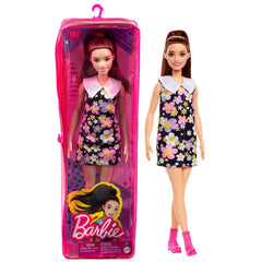 Papusa barbie fashionista satena cu rochie cu imprimeu floral, Mattel - Publisol.ro