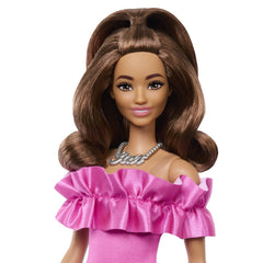 Papusa barbie fashionista satena cu rochie roz, Mattel - Publisol.ro