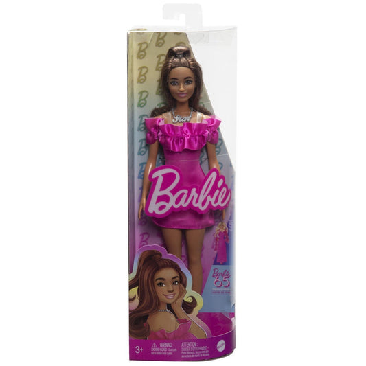 Papusa barbie fashionista satena cu rochie roz, Mattel - Publisol.ro