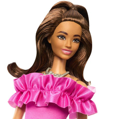 Papusa barbie fashionista satena cu rochie roz, Mattel - Publisol.ro