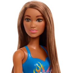 Papusa barbie satena cu costum de baie albastru, Mattel - Publisol.ro