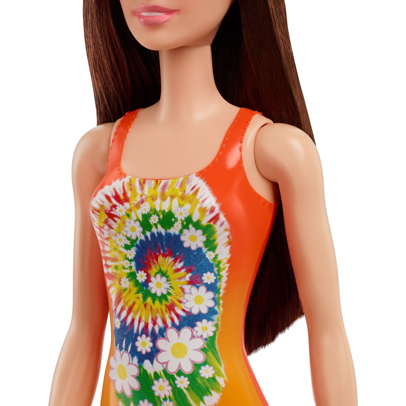 Papusa barbie satena cu costum de baie portocaliu, Mattel - Publisol.ro