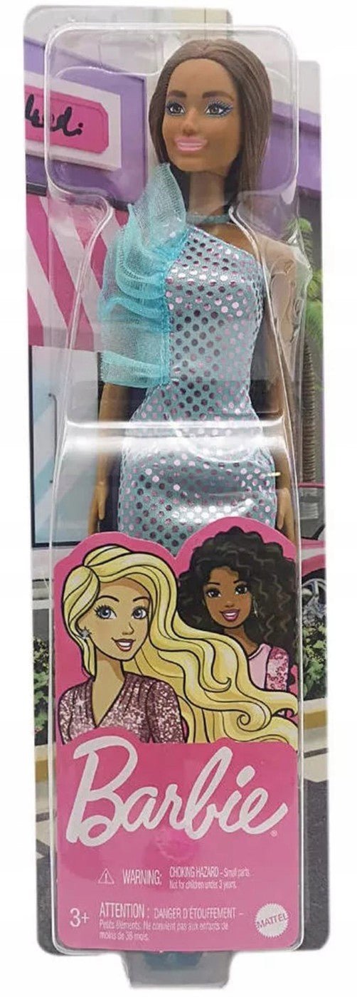 Papusa barbie tinute stralucitoare satena cu rochita blue, Mattel - Publisol.ro