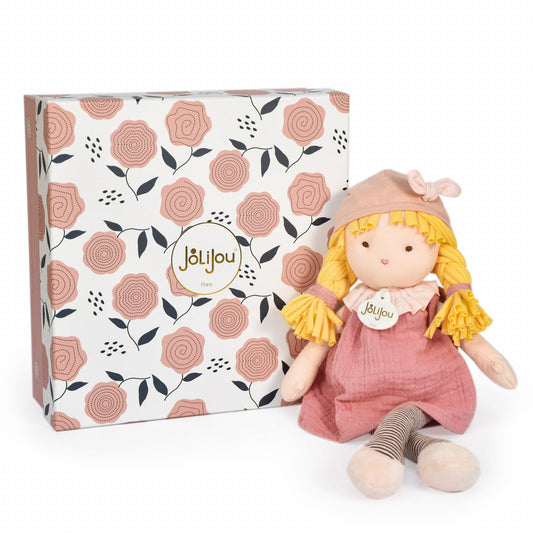 Papusa Eva, 30 cm, material textil, roz - Jolijou - Publisol.ro