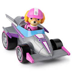 Patrula catelusilor skye masina de curse cu sunete si motor pull - back, Spin Master - Publisol.ro