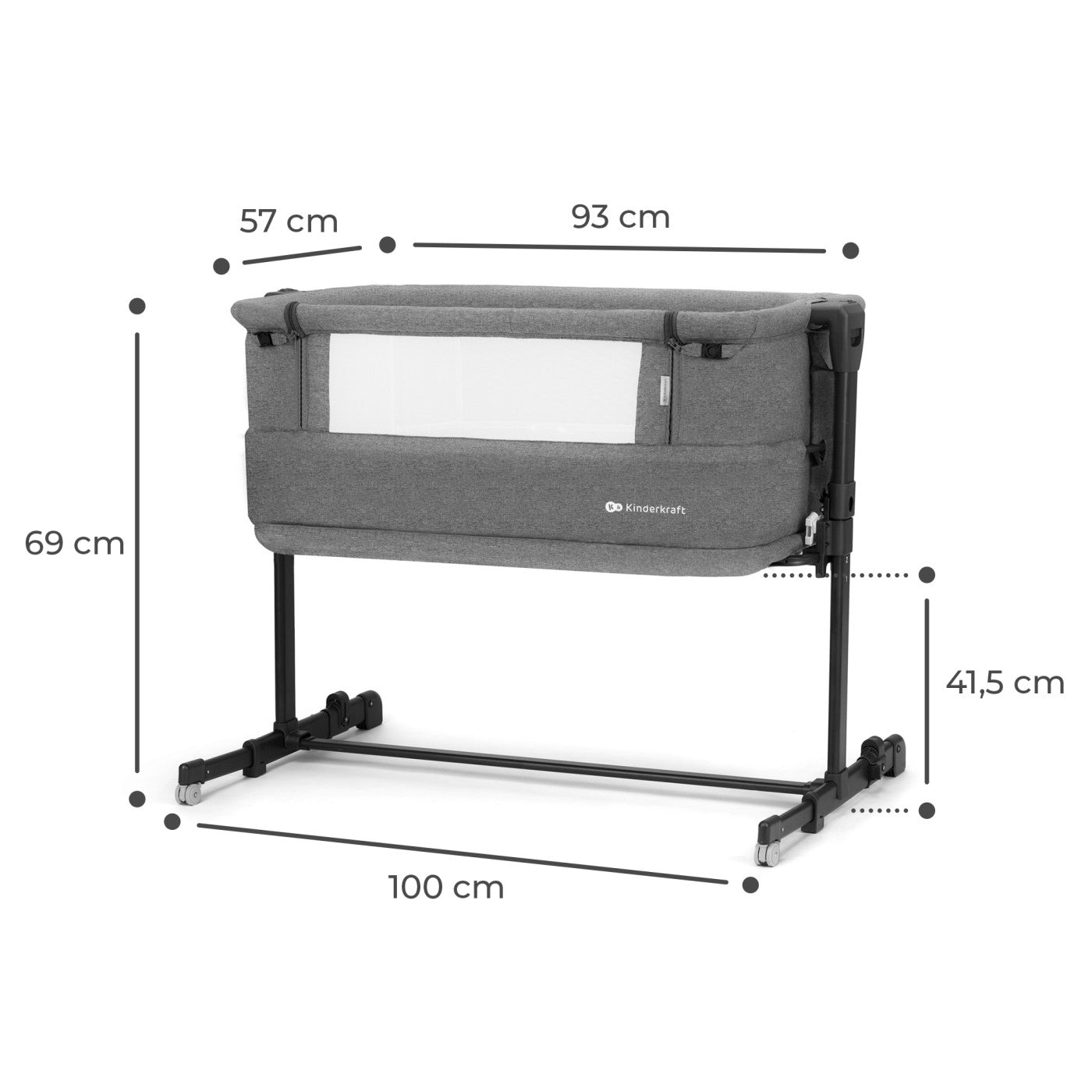 Patut co - sleeper Kinderkraft neste grow, gri inchis - Publisol.ro