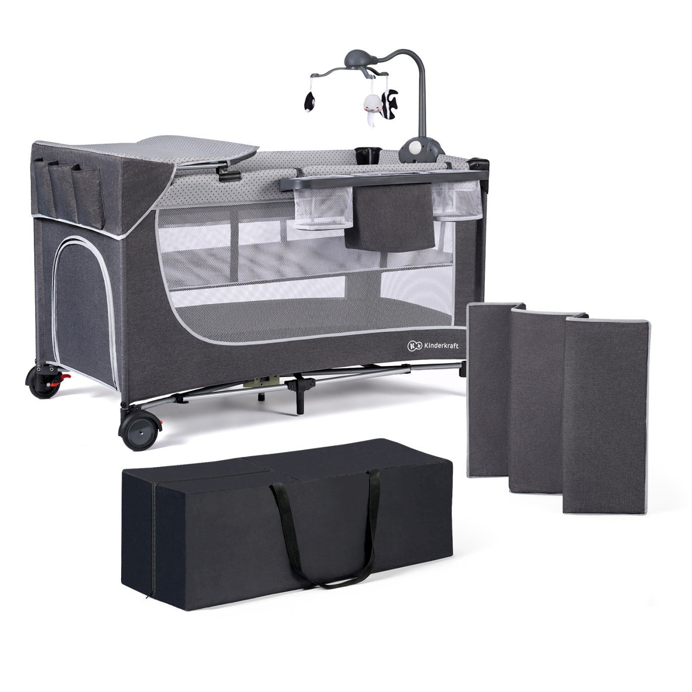Patut de calatorie Kinderkraft leody, cu accesorii, grey - Publisol.ro