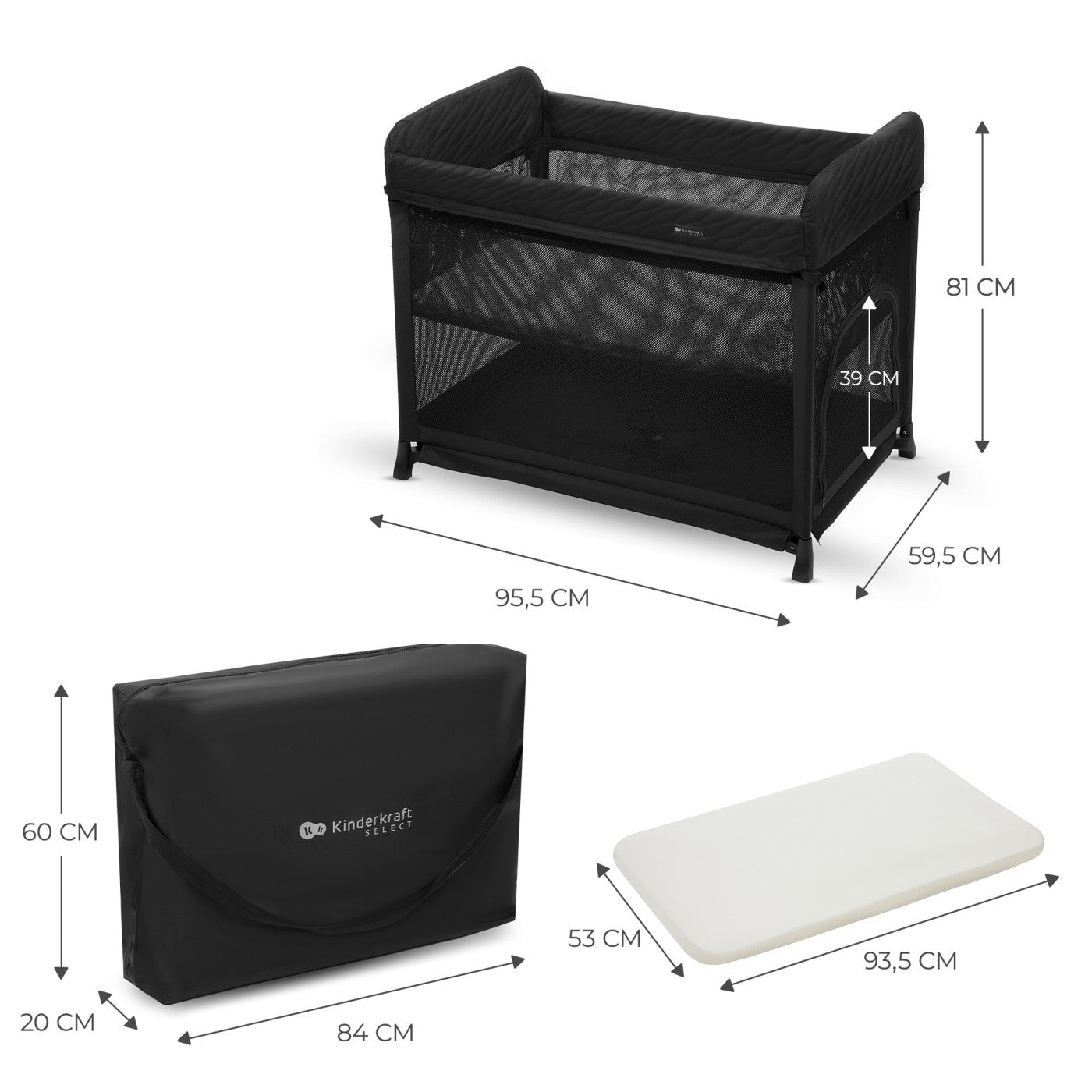 Patut de calatorie Kinderkraft moon dream, black - Publisol.ro