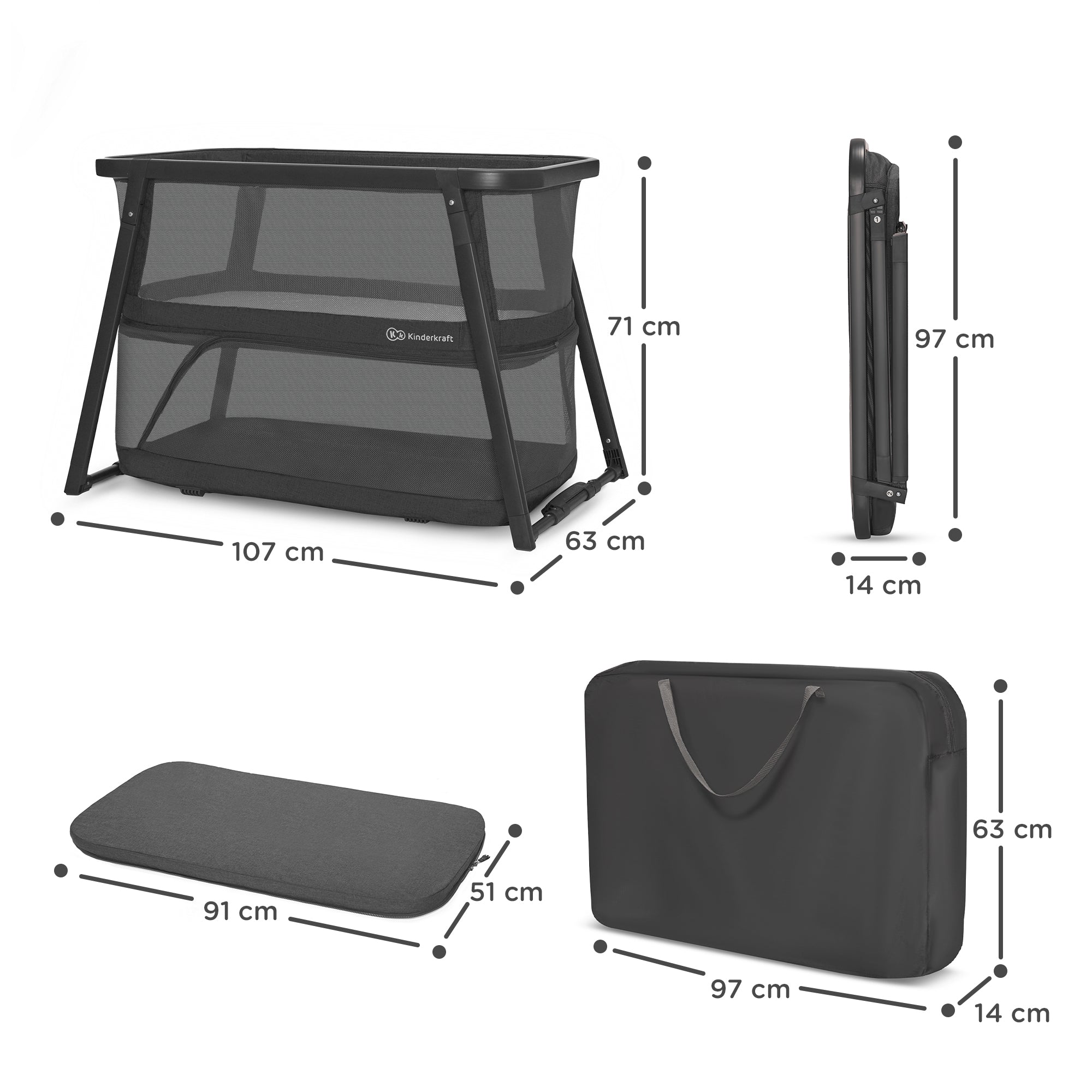 Patut de calatorie Kinderkraft sofi plus, 4 in 1, grey - Publisol.ro