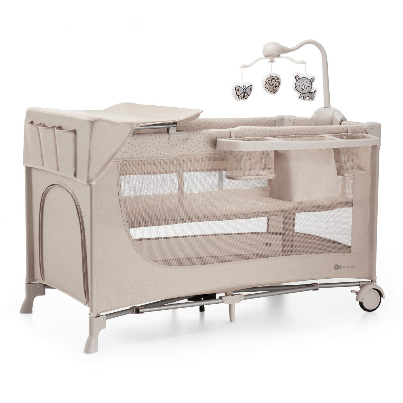 Patut travel Kinderkraft joy2, cu accesorii, beige - Publisol.ro