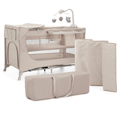Patut travel Kinderkraft joy2, cu accesorii, beige - Publisol.ro