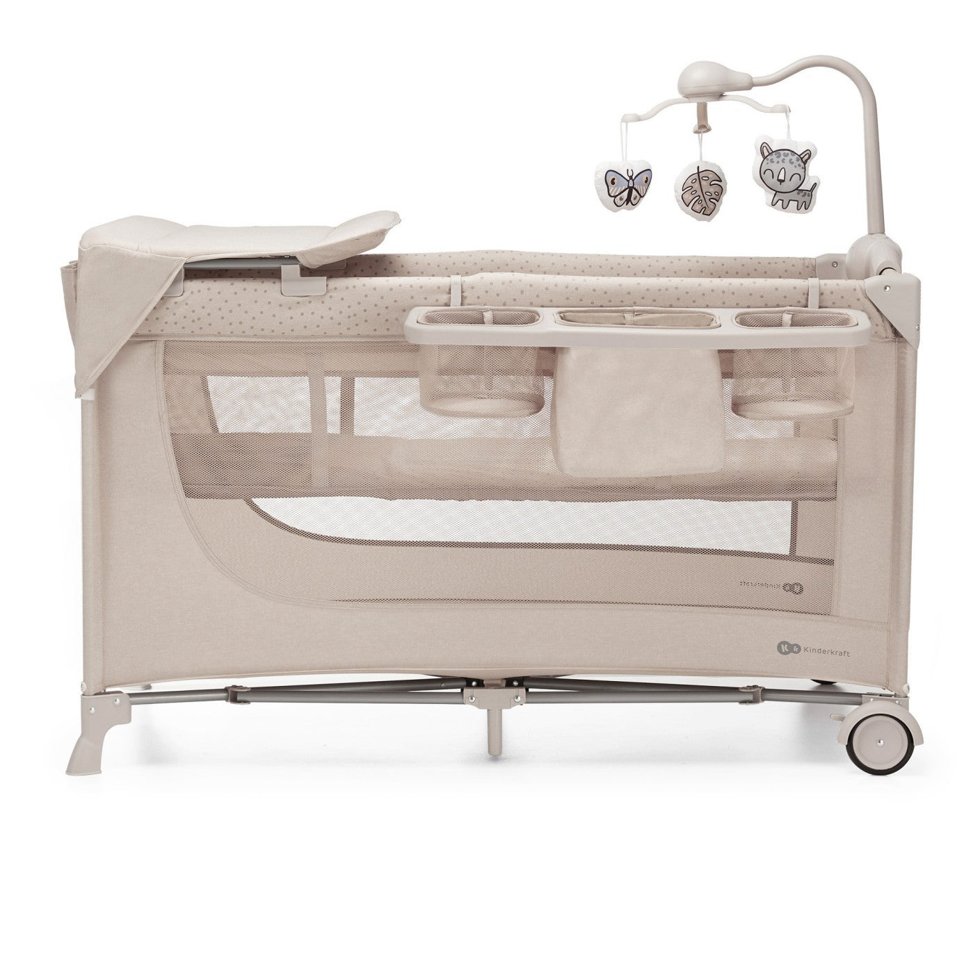 Patut travel Kinderkraft joy2, cu accesorii, beige - Publisol.ro