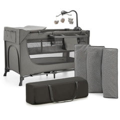 Patut travel Kinderkraft joy2, cu accesorii, dark grey - Publisol.ro