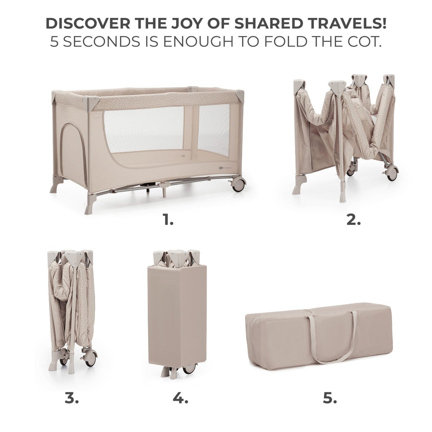 Patut travel Kinderkraft joy2, fara accesorii, beige - Publisol.ro