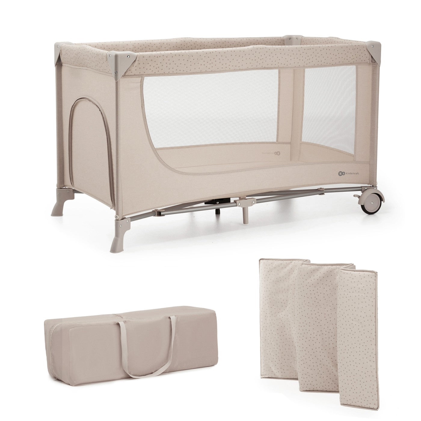 Patut travel Kinderkraft joy2, fara accesorii, beige - Publisol.ro