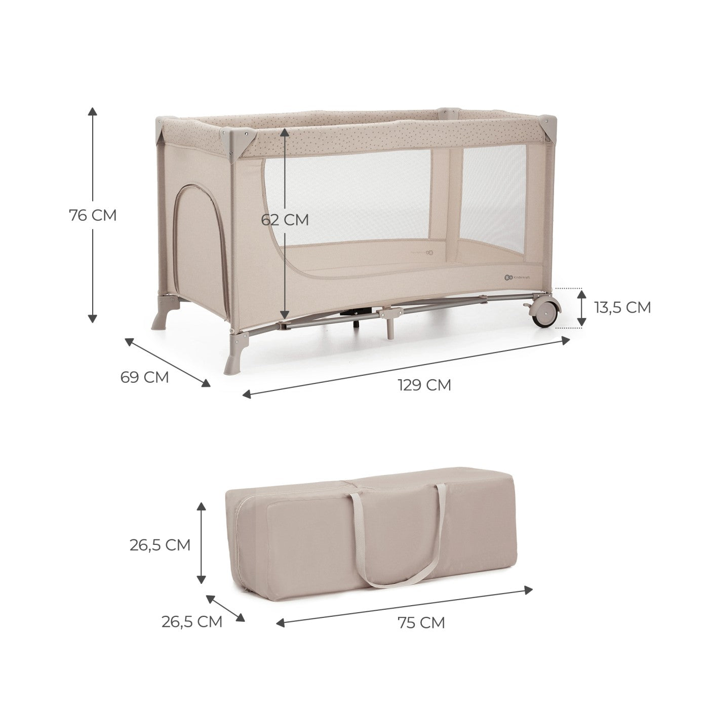 Patut travel Kinderkraft joy2, fara accesorii, beige - Publisol.ro