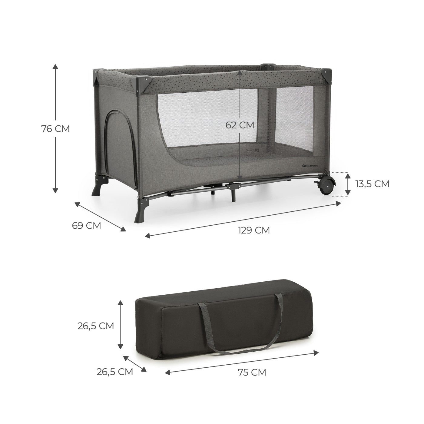 Patut travel Kinderkraft joy2, fara accesorii, dark grey - Publisol.ro