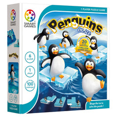 Penguins on Ice, joc de logica cu 100 de provocari, 6+ ani, editie internationala, Smart Games - Publisol.ro
