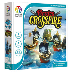 Pirates Crossfire, joc de logica cu 80 de provocari, 7+ ani, editie internationala, Smart Games - Publisol.ro