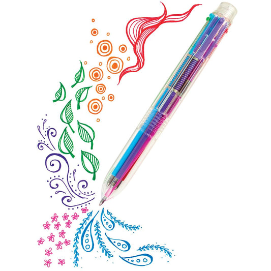 Pix cu gel multicolor cu 6 culori si mecanism retractabil - Ooly