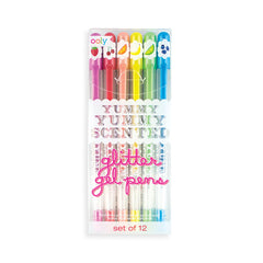 Pixuri cu gel colorate cu sclipici, parfumate, Yummy Yummy - Set de 12 - Ooly