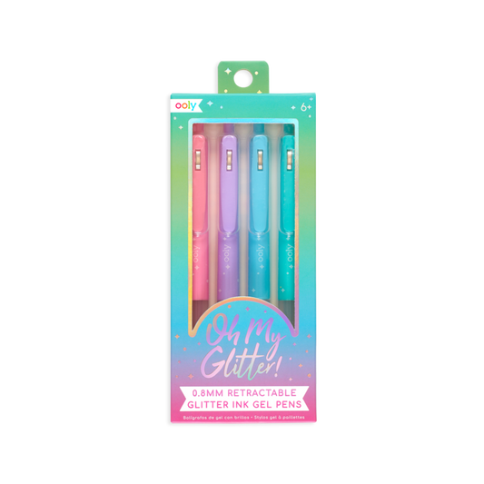 Pixuri retractabile cu gel si sclipici, Oh My Glitter!, set 4 culori - Ooly