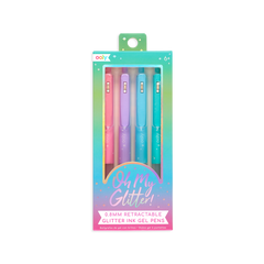 Pixuri retractabile cu gel si sclipici, Oh My Glitter!, set 4 culori - Ooly