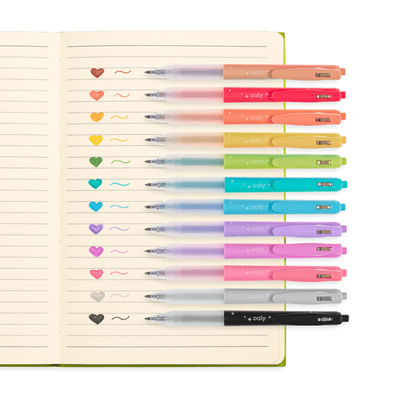 Pixuri retractabile cu gel si sclipici, Oh My Glitter!, set 12 culori - Ooly - Publisol.ro