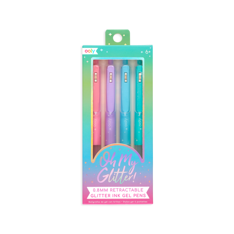 Pixuri retractabile cu gel si sclipici, Oh My Glitter!, set 4 culori - Ooly - Publisol.ro