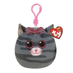 Plus breloc ty 8.5cm squishy beanies kiki pisicuta gri, TY - Publisol.ro
