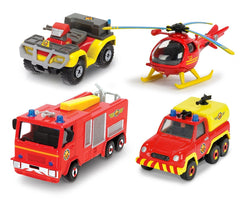Pompierul sam set 4 vehicule din metal cu elicopter scara 1:64, Simba - Publisol.ro