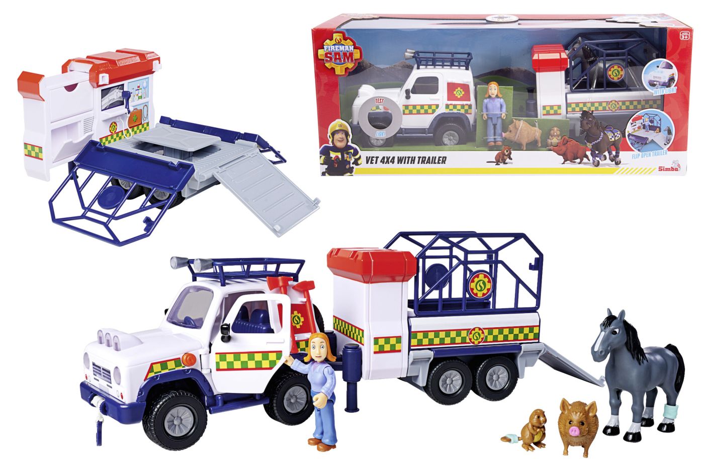 Pompierul Sam vehicul salvare animale cu figurine si remorca - Publisol.ro